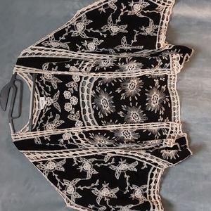 Siren Lily Lace & Black Cardigan Open Front Top 2X